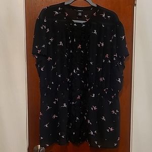TORRID Hummingbird Chiffon Smocked Blouse Size 4